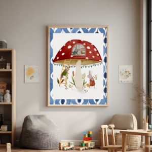 Cuadro Casita Hongo Roja – Hogar y Fantasía