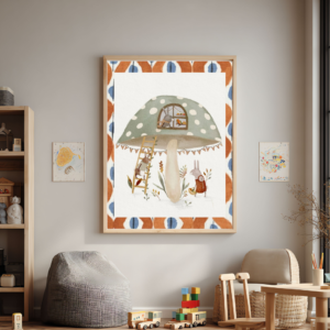 Cuadro Casita Hongo Verde – Un Mundo de Imaginación